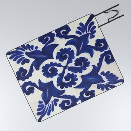 Talavera mexican tile traditional blue ceramic mosaic Picnic Blanket