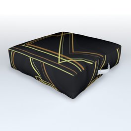 art deco gatsby black and gold lines geometric pattern Outdoor Floor Cushion
