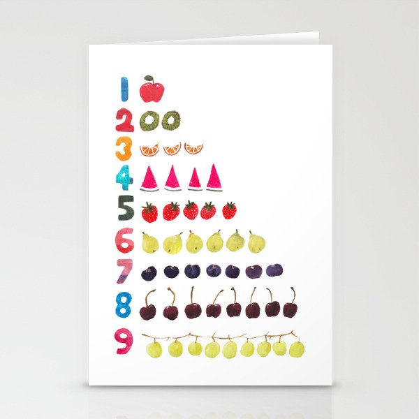 1-9 Fruit Counting Stationery Cards