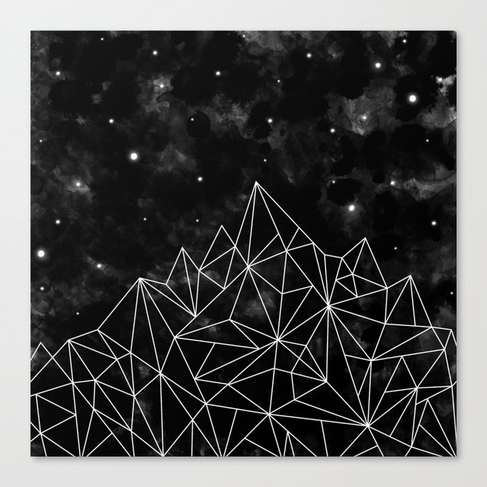 geometric mountain black & white Canvas Print