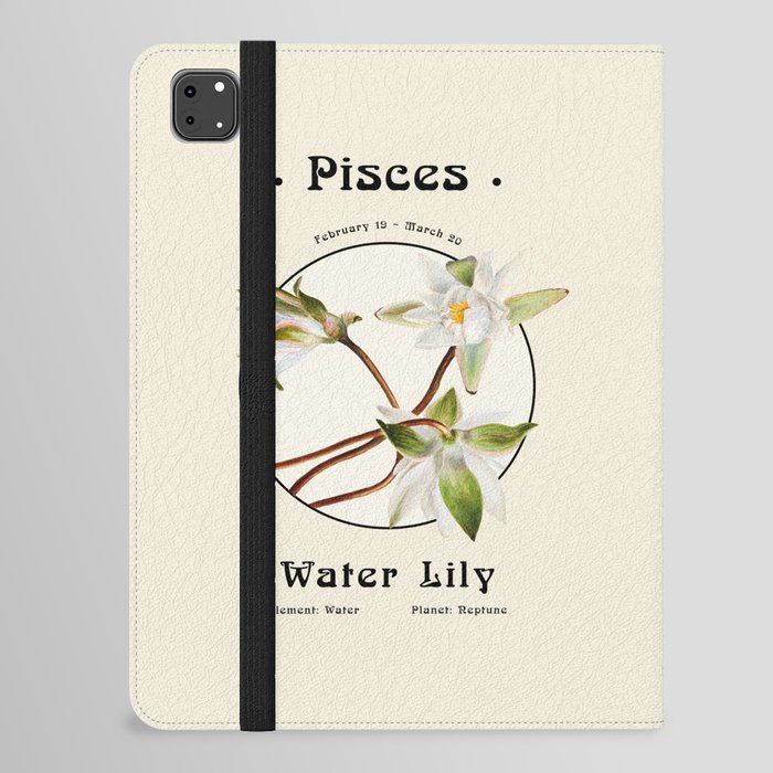 Pisces & Water Lily - Flowers of the Zodiac iPad Folio Case