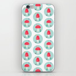 Mushroom spring / toadstool / butterfly / spring flowers / blue and red iPhone Skin