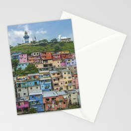 Colorful Houses on a Hill Stationery Cards