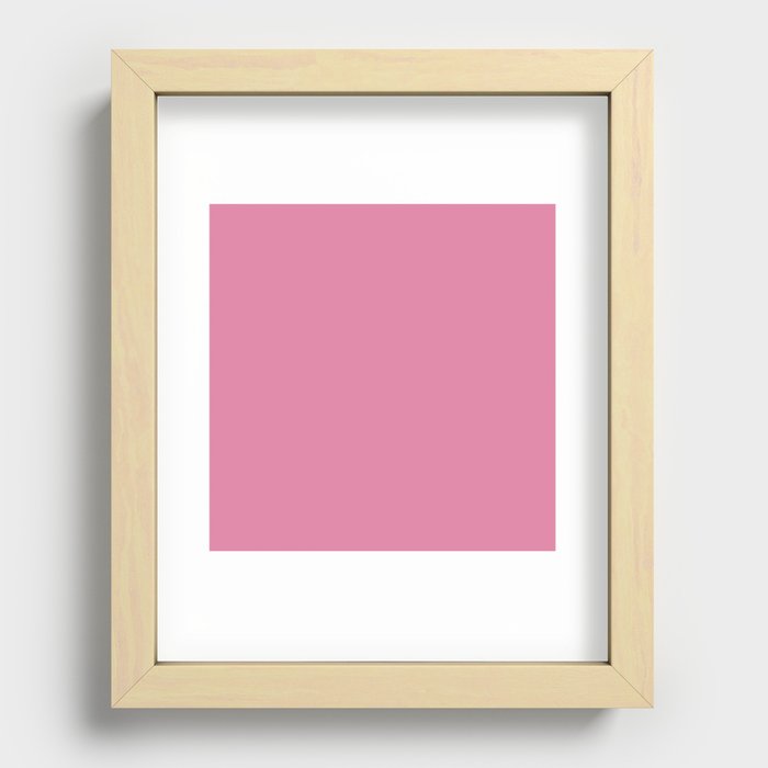 Pink Cosmos solid color. Pastel coral blush color minimalist plain  pattern  Recessed Framed Print