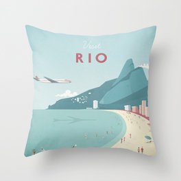 Vintage Rio Travel Poster Throw Pillow