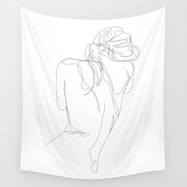 concealment - one line nude art Wall Tapestry