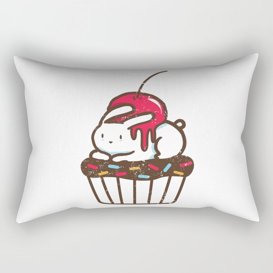 Chubby Bunny on a cupcake Rectangular Pillow