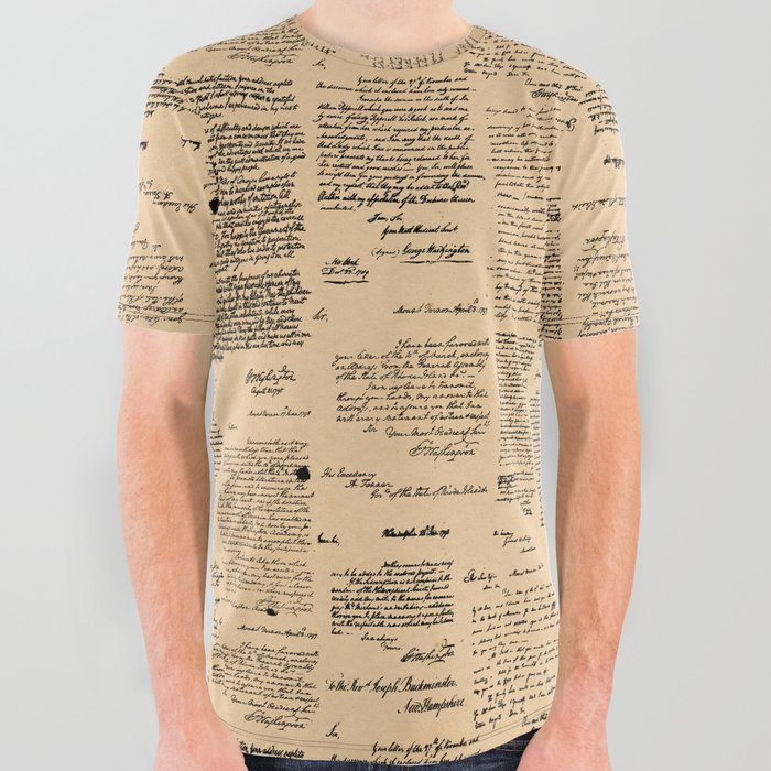 George Washington's Letters // Dark Paper All Over Graphic Tee