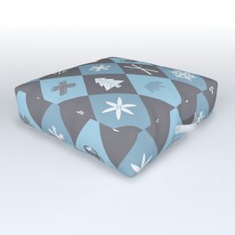 Diamond Run Winter Ski Design - Mountain Colors Outdoor Floor Cushion