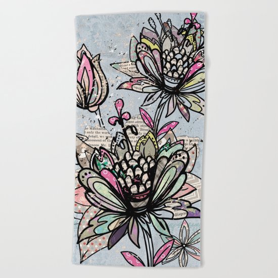 Paper Flowers #4 Beach Towel