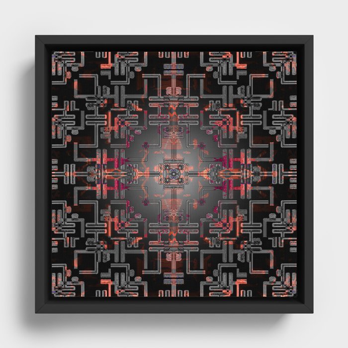 Soul Circuit Mandala 2 Framed Canvas