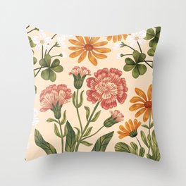 Wild Flowers ~ vol3. ~ light  vintage inspired botanical Throw Pillow