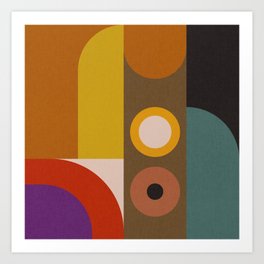 abstract geometric retro shapes Art Print