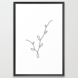 Minimal Neutral Black and White Plant One Line Art Framed Art Print