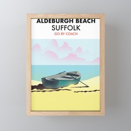 Aldeburgh Beach Suffolk vintage style travel poster Framed Mini Art Print