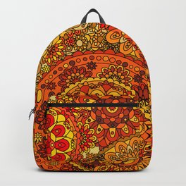 Hippie 1960's Retro Red & Gold Paisley Pattern Backpack