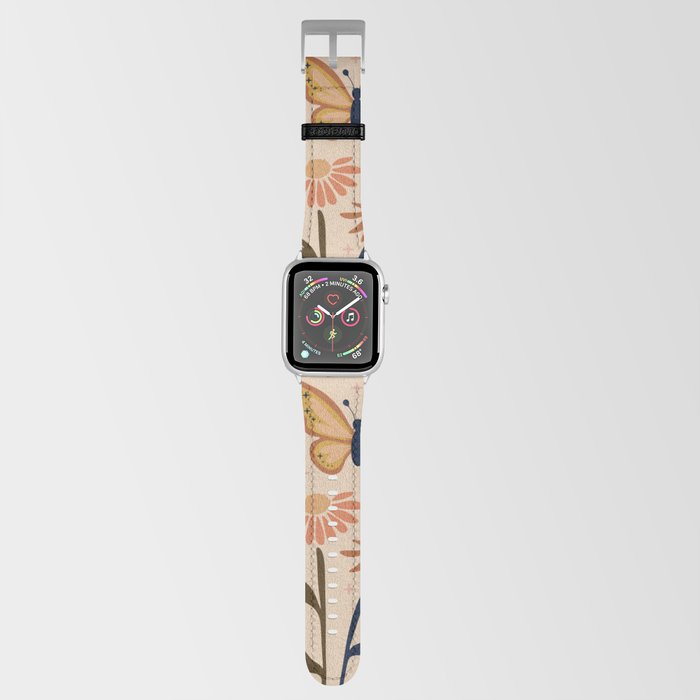 Retro Butterflies pattern - Daisy field Apple Watch Band