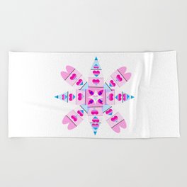 Valentines Day Colorful Hearts Mandala Art Patterns for Lovers Beach Towel