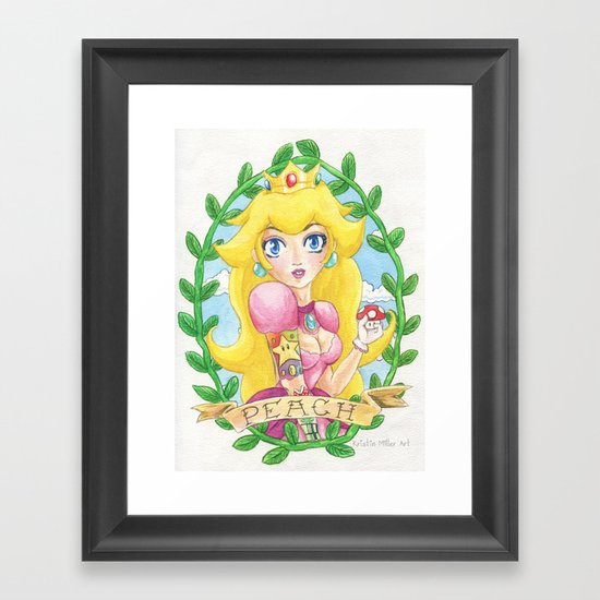 Tattooed Peach Framed Art Print