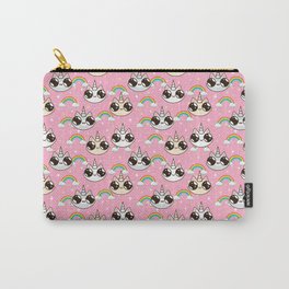 cats unicorns and a rainbow. unicorn cats on a pink background. Carry-All Pouch