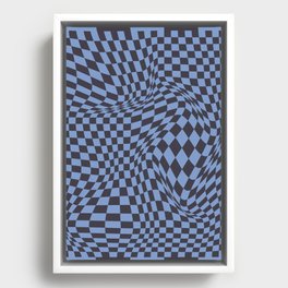 Chequerboard Pattern - Black Blue Framed Canvas