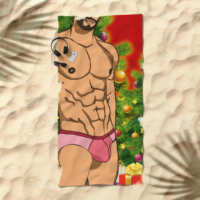 craft grundigt loft 101 Christmas Gay art, New Year Gay art, Male Art Prints, Nude Art, Men,  Sketches of Men, Male Figur Beach Towel by Perfect Illusion | Society6