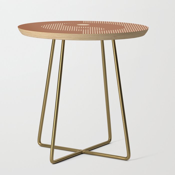 Geometric Lines Ying and Yang XIII in Terracotta and Beige Side Table