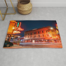 Fort Worth Stockyards Skyline And Leddy Boots Neon Rug