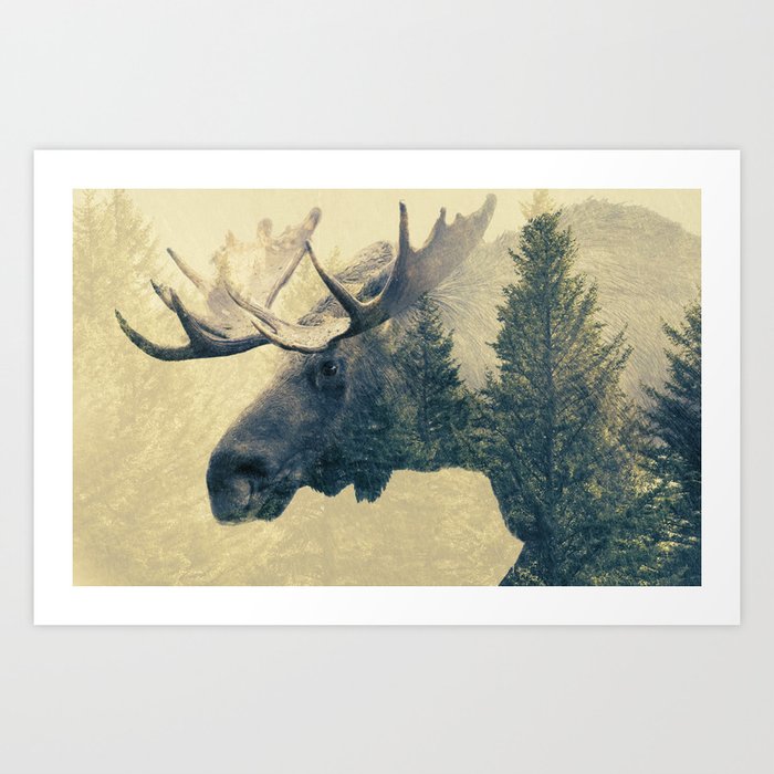 Moose - Double Exposure Art Print