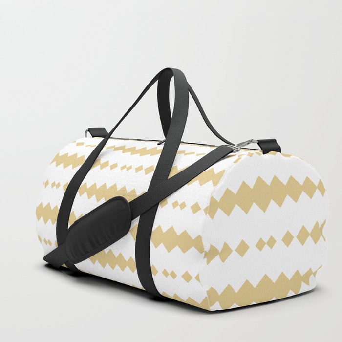 Beige Geometric Horizontal Striped Pattern Duffle Bag