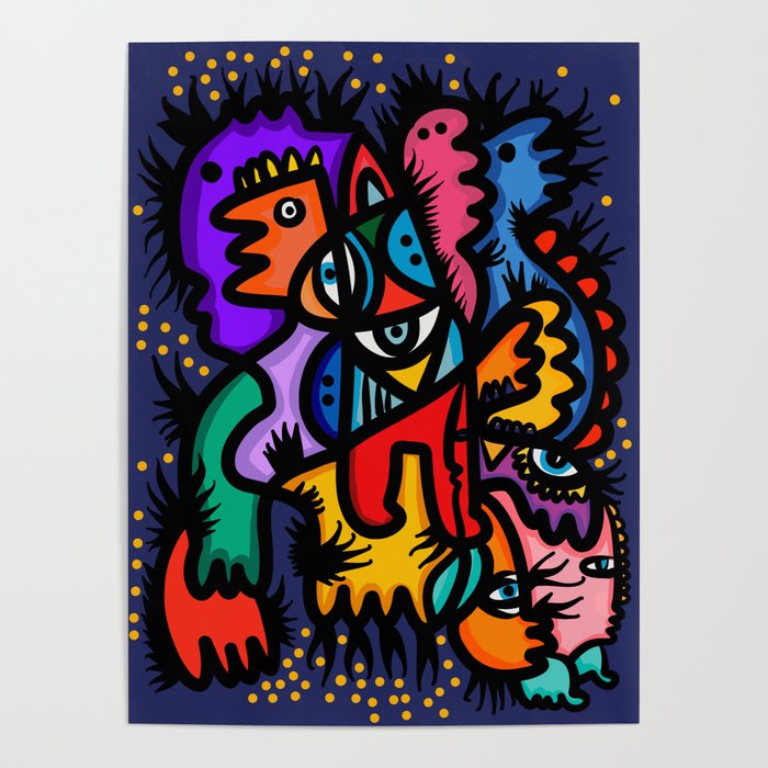 Graffiti Creatures in the summer night by Emmanuel Signorino  Poster