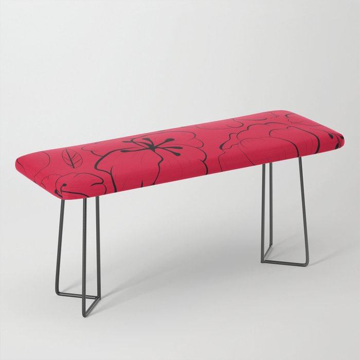 Elegant Floral Pattern Fuxia Color Simple Flower Pattern Bench