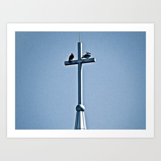 Perched on a Steeple Art Print