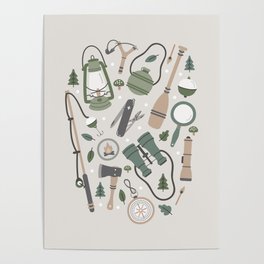 Camping Earth Tones Poster