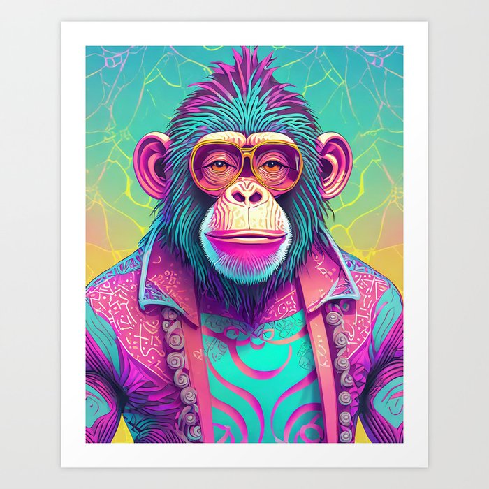 Psychedelic Monkey Art Print