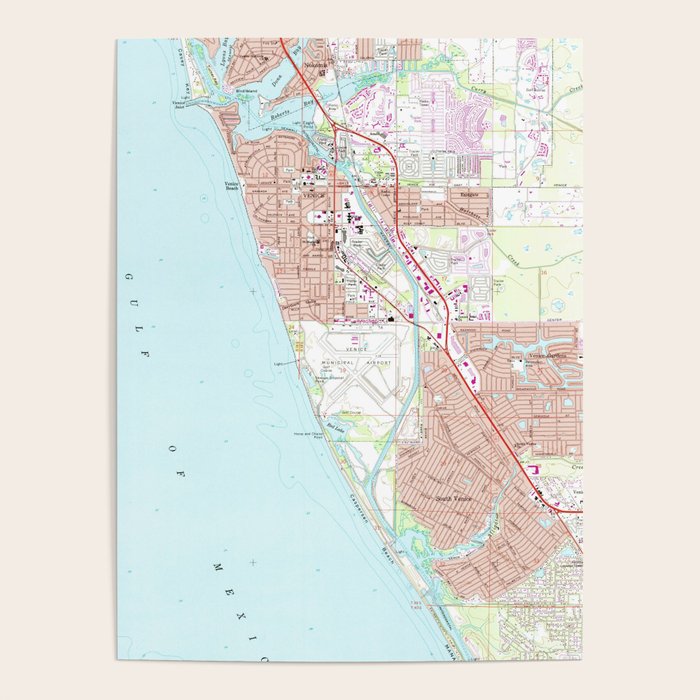 Venice Florida Map (1973) Poster by BravuraMedia | Society6