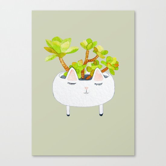 Kawaii succulents Canvas Print