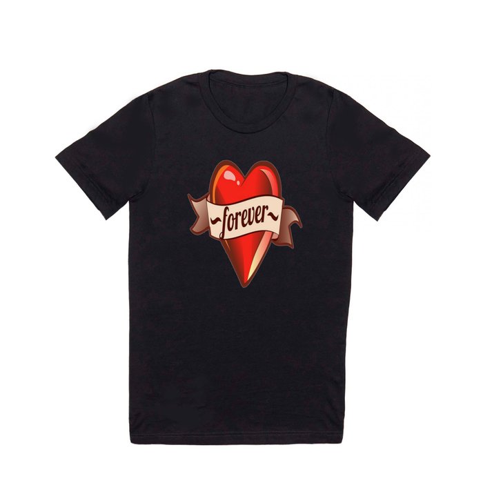 FOREVER ROMANTIC HEART TATTOO T Shirt