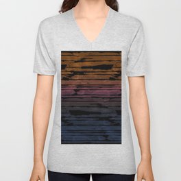 Black Sunset Stripes V Neck T Shirt