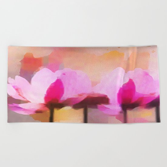 Anemone abstract hand painted Beach Towel