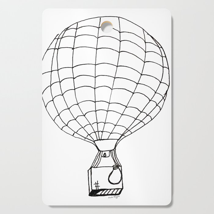 Hot Air Balloon Drawing Cutting Board