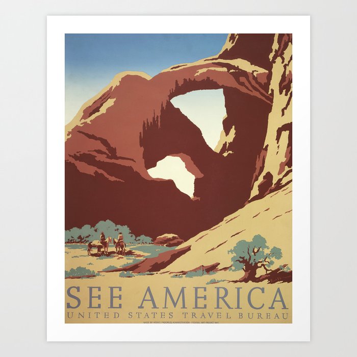Arches National Park Vintage Travel and Tourism Poster, 1939 Art Print