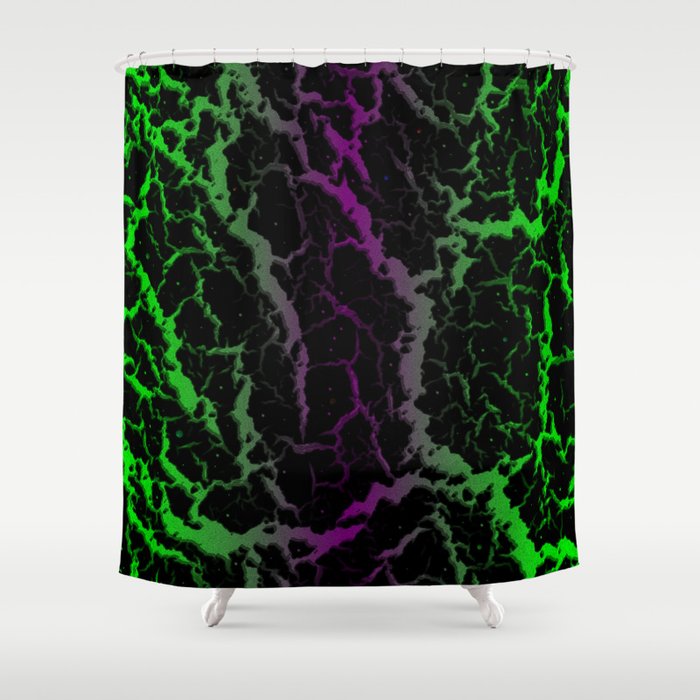 Cracked Space Lava - Green/Purple Shower Curtain
