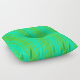 [ Thumbnail: Green and Lime Green Colored Lined Pattern Floor Pillow ]