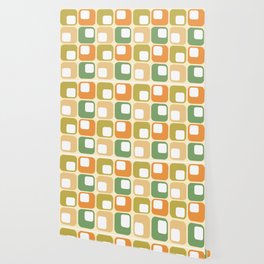 Mid Century Modern Bubble Square Pattern   Wallpaper