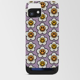 Bold And Funky Flower Smileys Pattern (Muted Lavender BG) iPhone Card Case