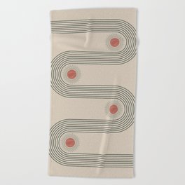 Mid century modern minimalist print with contemporary geometric moon phases Beach Towel