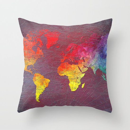 world map Throw Pillow by Jbjart Society6