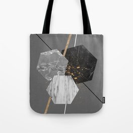 Marble Exagons and Gold Tote Bag