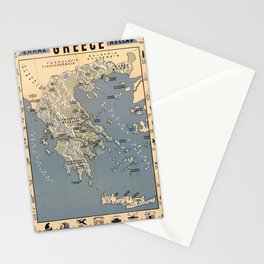 Map Of Greece 1942 Stationery Cards